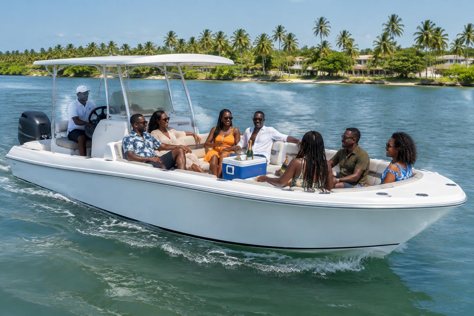 Sortie entre amis à bord d’un bateau sur la lagune